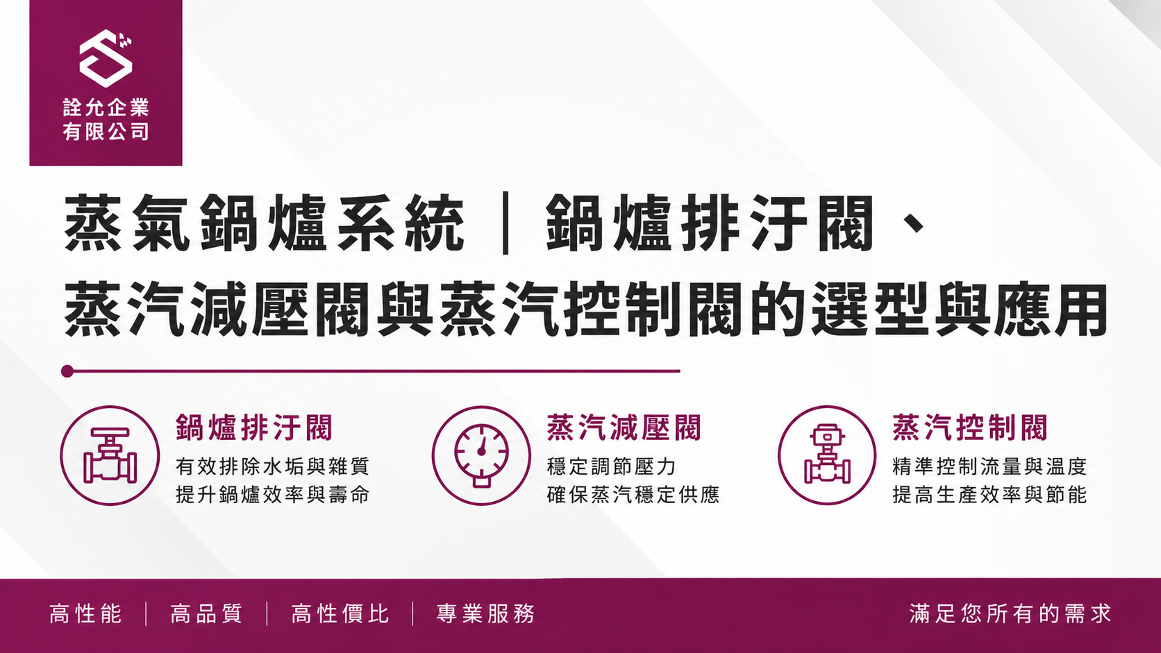 蒸氣鍋爐系統|鍋爐排汙閥、蒸汽減壓閥與蒸汽控制閥的選型與應用